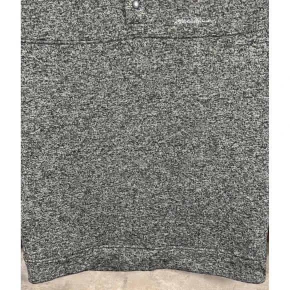 Eddie Bauer Mens XL Pullover 1/4 Button Sweater Gray Heather Fleece‎ Mock Neck - Picture 4 of 12